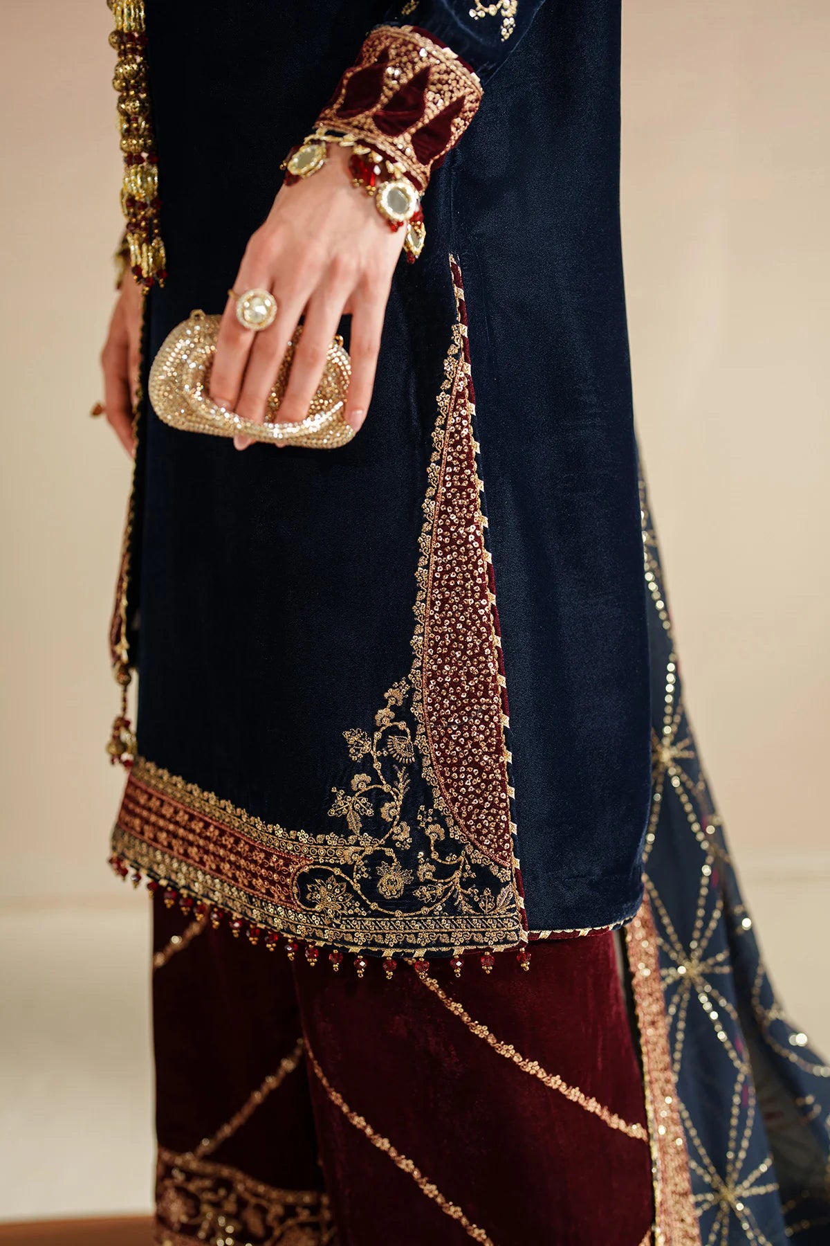 VELVET EMBROIDERED VELVET FORMAL