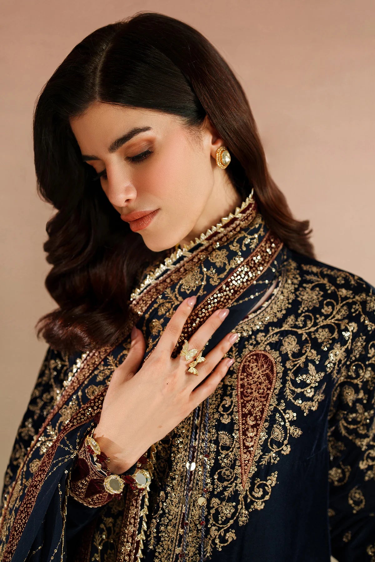 VELVET EMBROIDERED VELVET FORMAL
