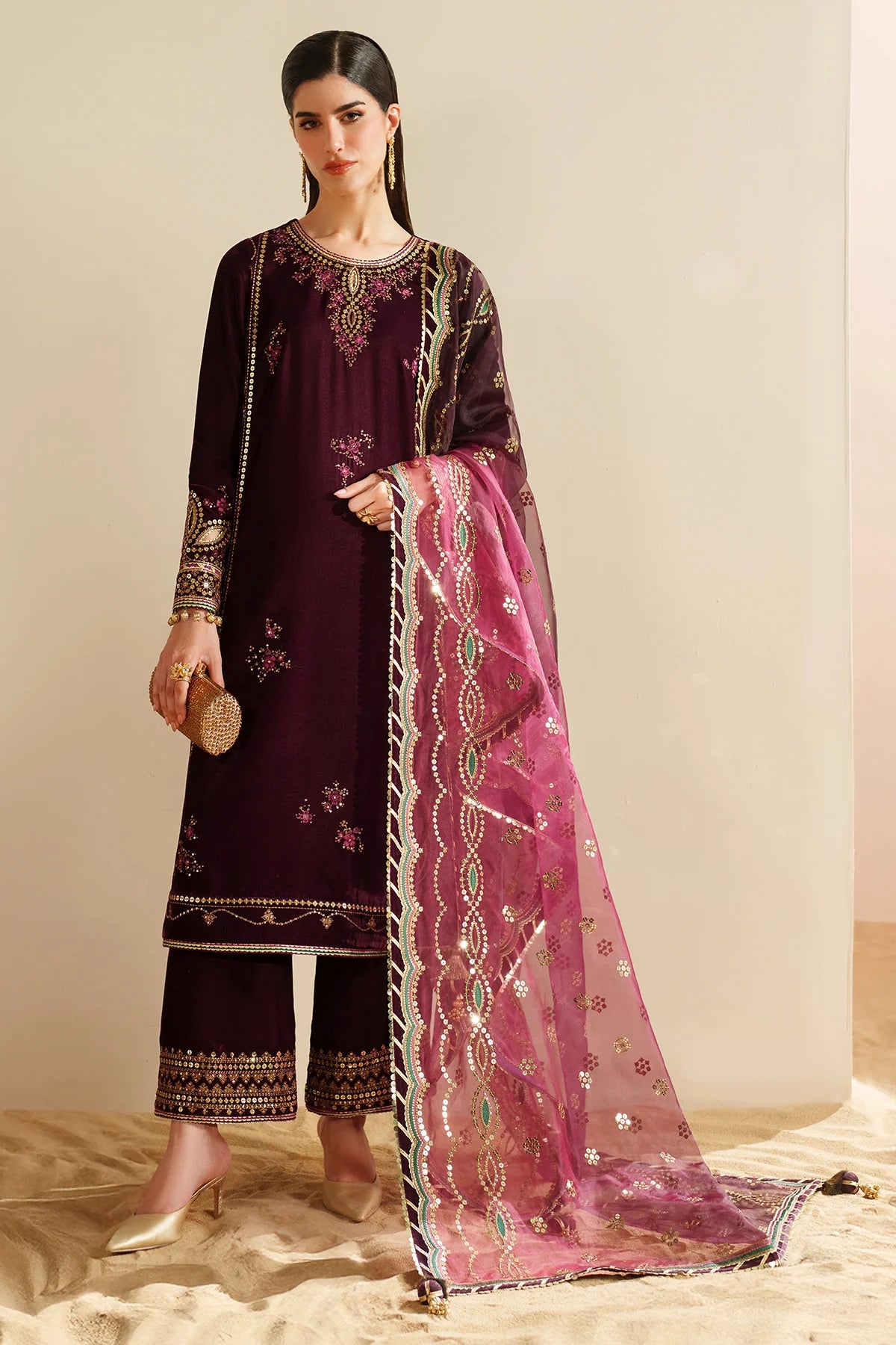 VELVET EMBROIDERED VELVET FORMAL