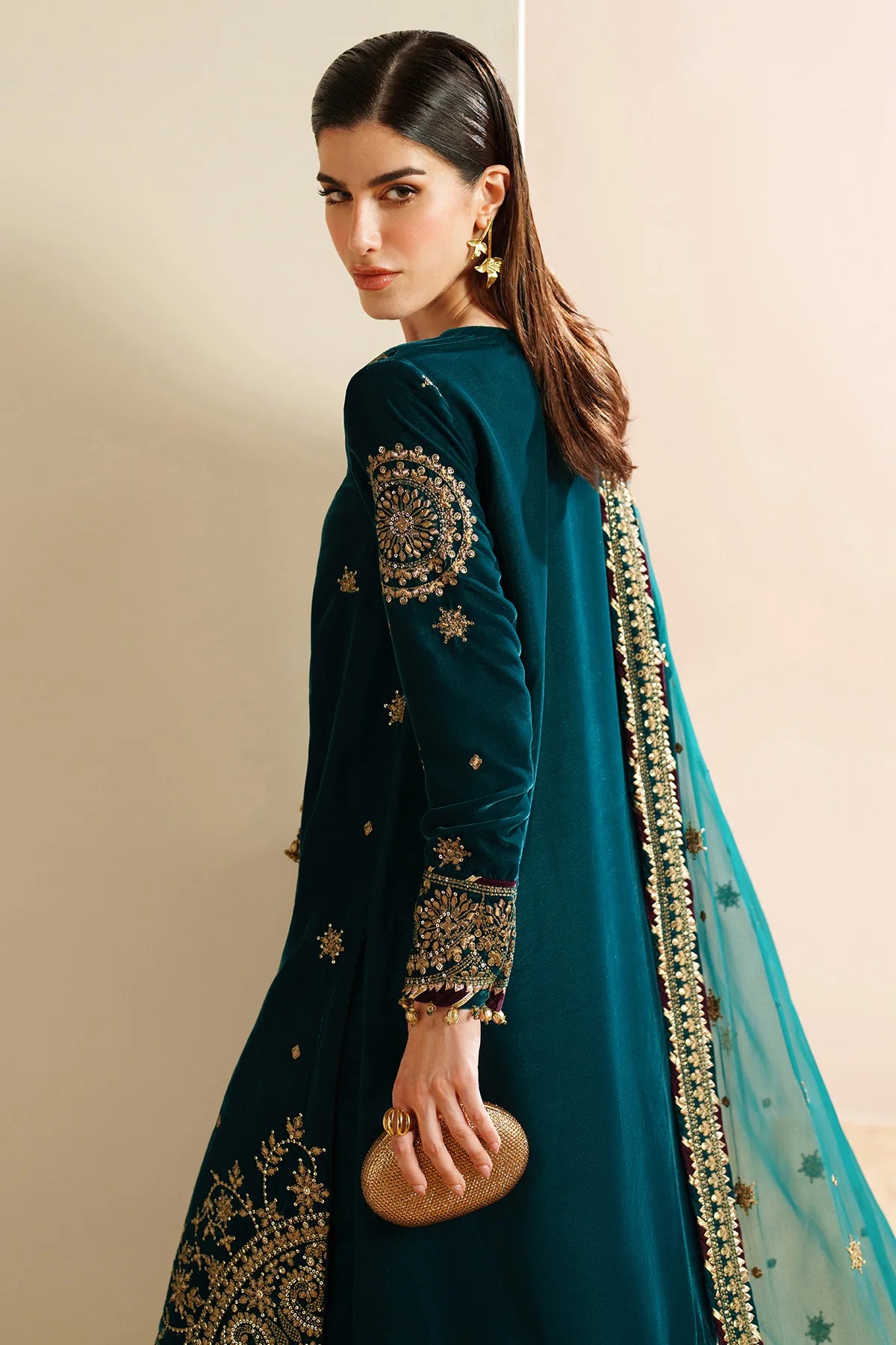 VELVET EMBROIDERED VELVET FORMAL