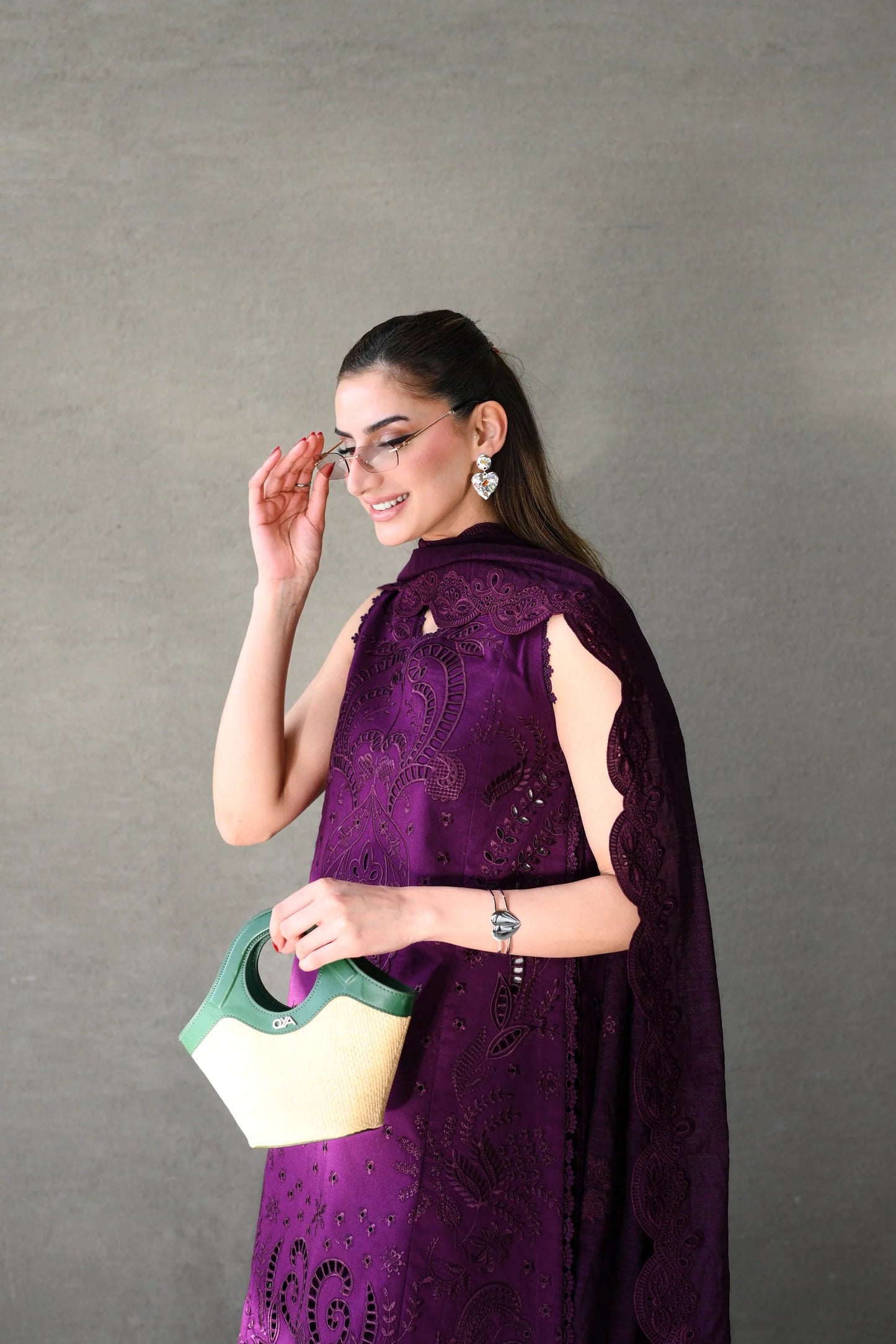 DEEP PLUM LUXURY EMBROIDERED UNSTITCHED LAWN (NEL-26613) | LUXURY LAWN X EID '26 | ZAIB