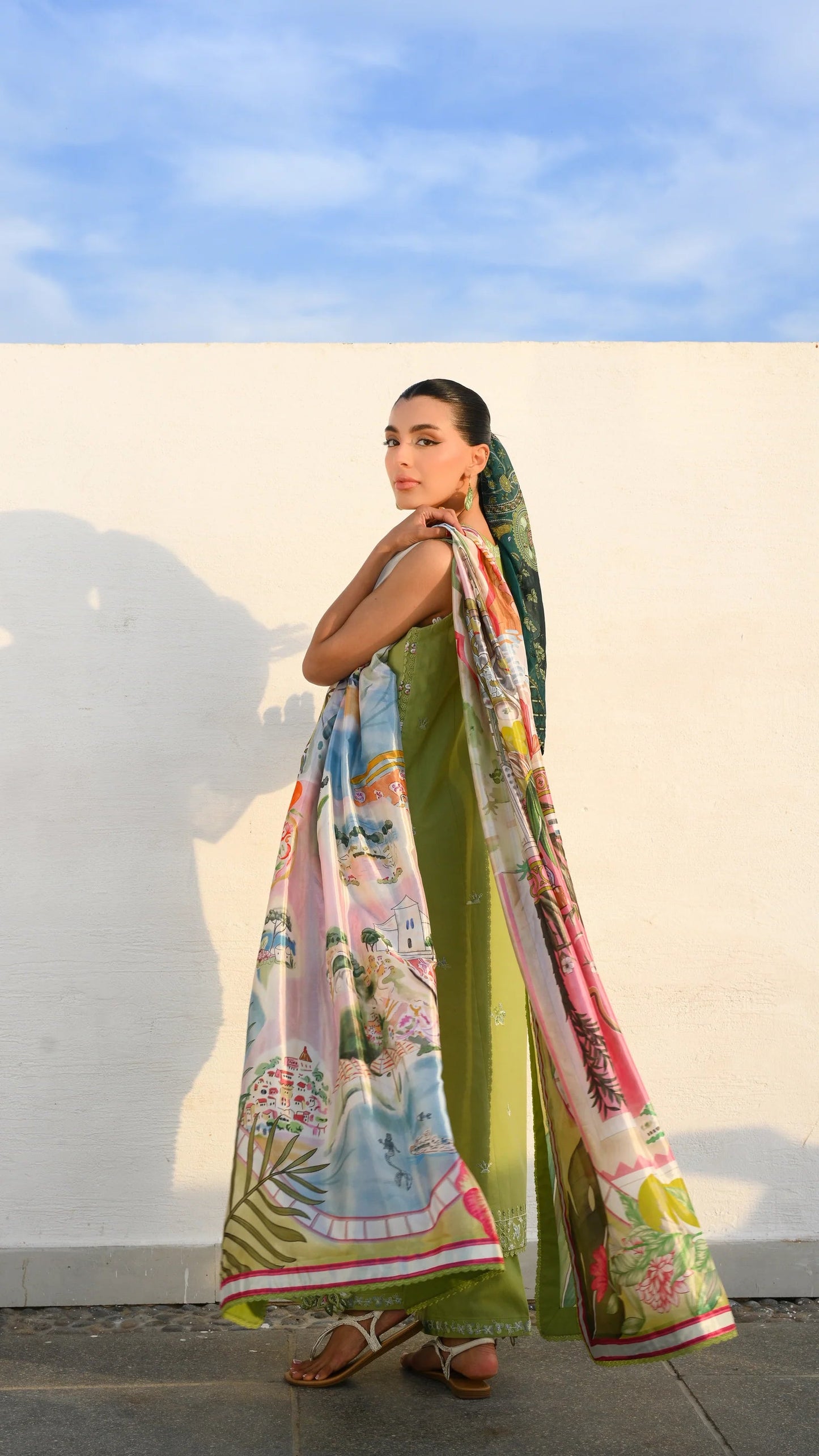 KIWI GREEN LUXURY EMBROIDERED LUXURY LAWN SET (NEL-26608) | LUXURY LAWN X EID '26 | ZAIB