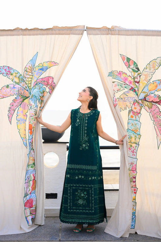 EMERALD GREEN LUXURY EMBROIDERED LAWN (NEL-26603) | LUXURY LAWN X EID '26 | ZAIB