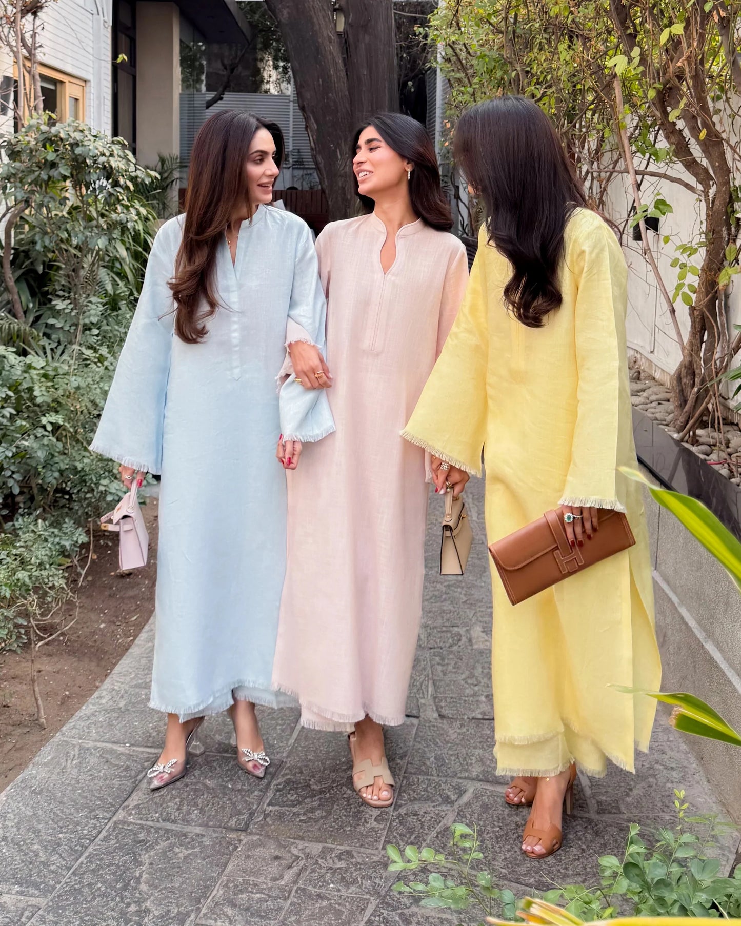 Light Yellow Linen Fringe Set | LIRA