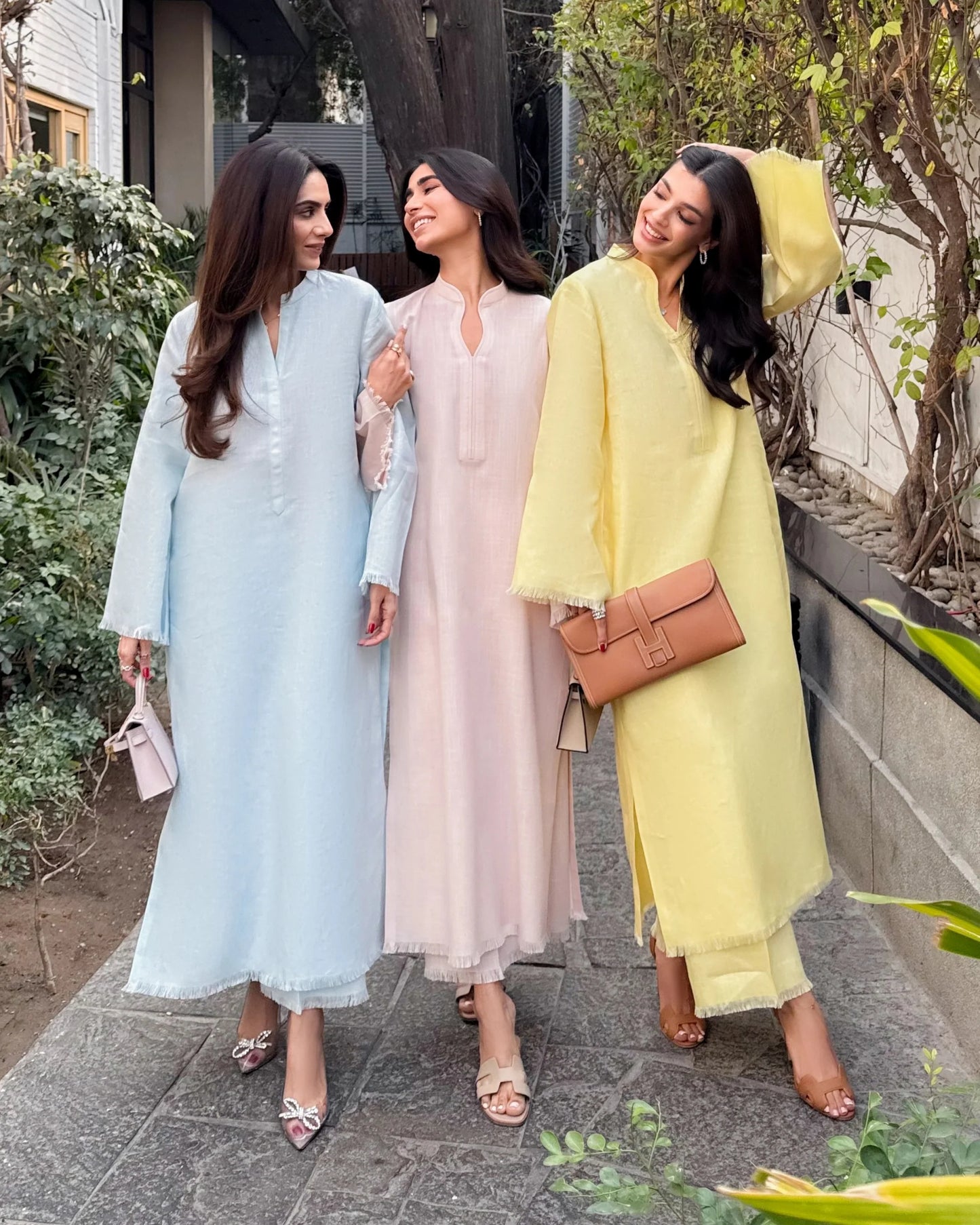 Light Yellow Linen Fringe Set | LIRA