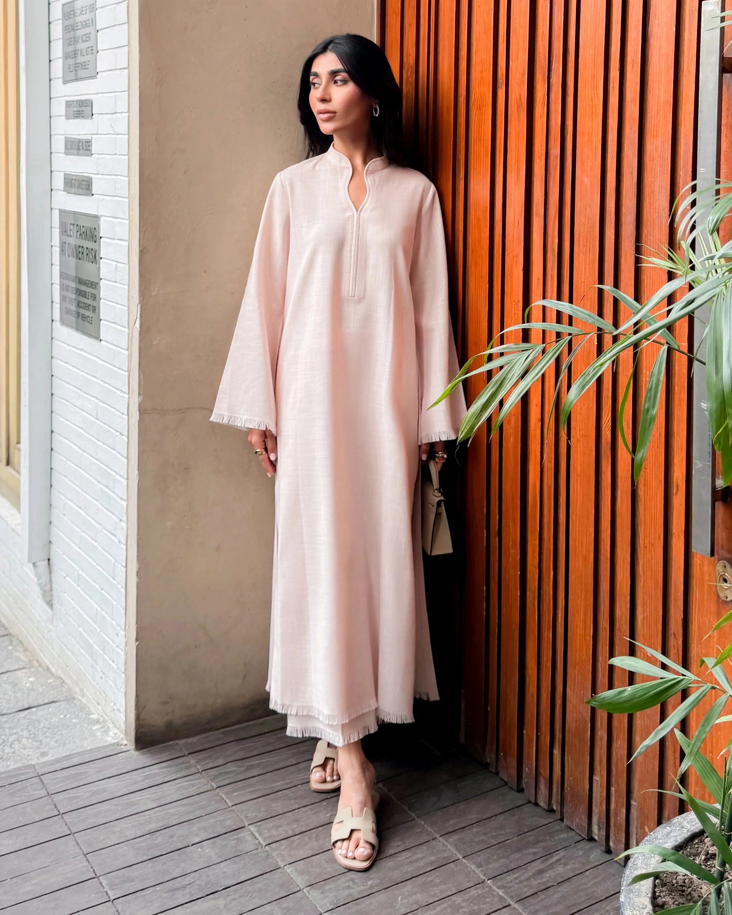 Light Pink Linen Fringe Set | LIRA