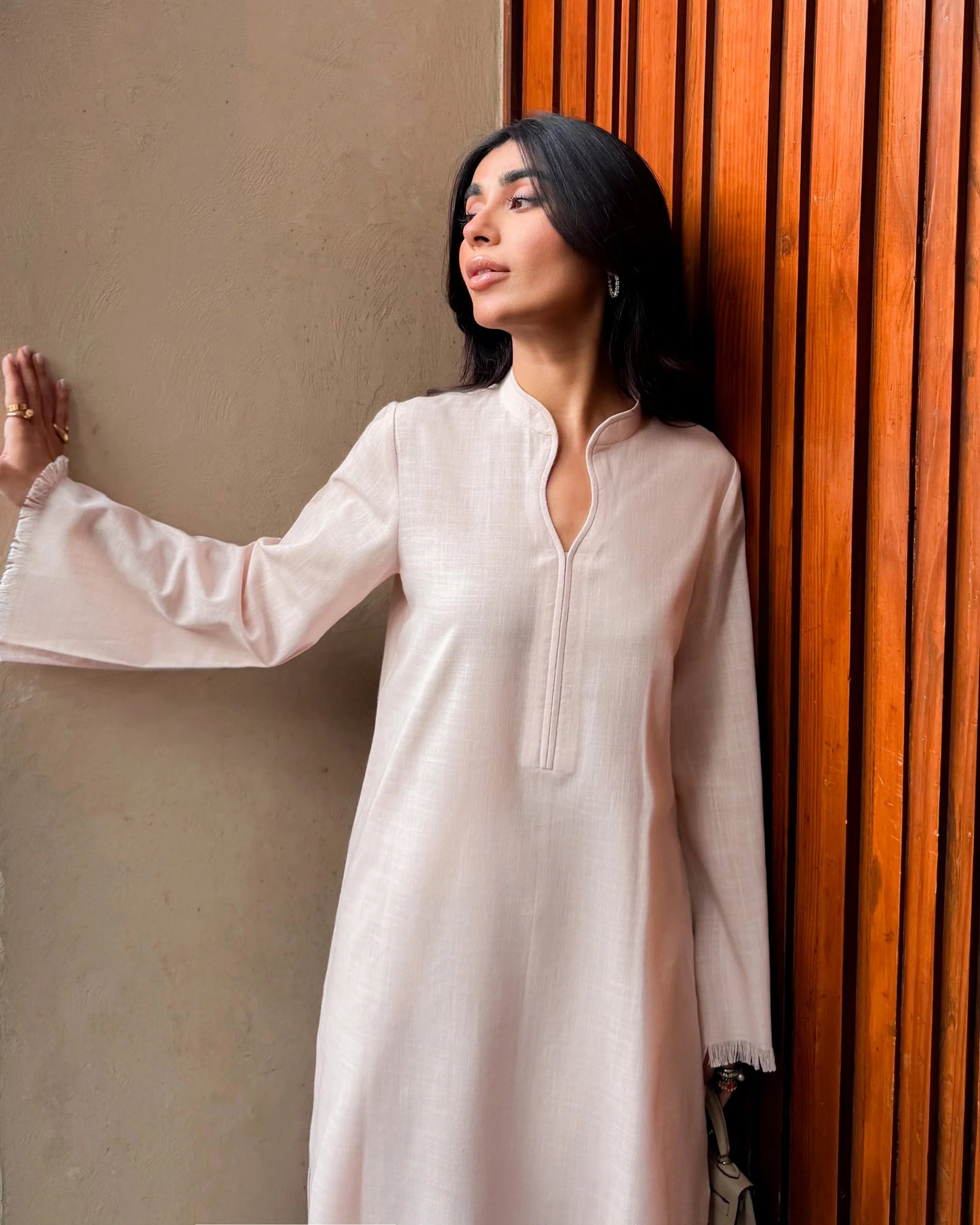 Light Pink Linen Fringe Set | LIRA