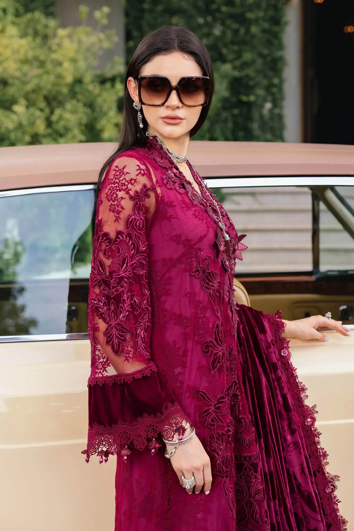 Maria.B Winter Luxe '25  Embroidered Chantilly Suit | Wl-1308