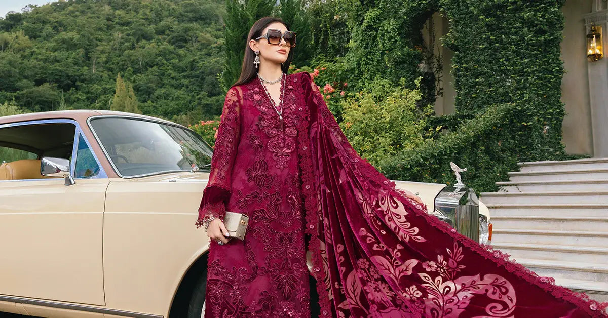 Maria.B Winter Luxe '25  Embroidered Chantilly Suit | Wl-1308