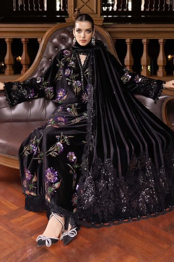Maria.B Winter Luxe '25 - 3 Piece Embroidered Velvet Suit | Wl-1306 Maria.B Winter Luxe '25 - 3 Piece Embroidered Velvet Suit | Wl-1306