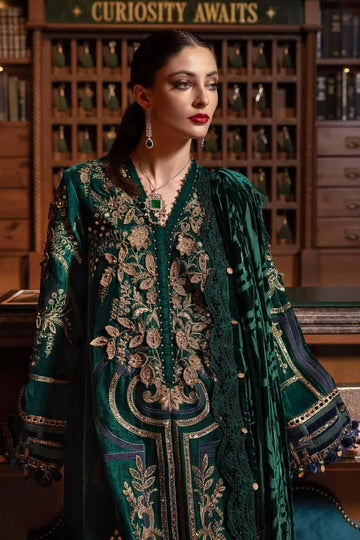 Maria.B Winter Luxe '25 - 3 Piece  Embroidered Velvet Suit | Wl-130