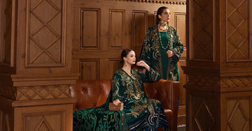 Maria.B Winter Luxe '25 - 3 Piece  Embroidered Velvet Suit | Wl-130
