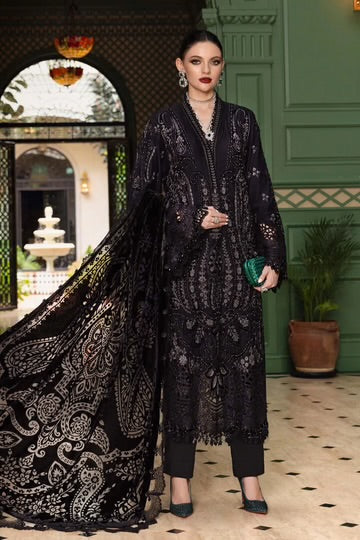 Maria.B Winter Luxe '25 - 3 Piece Embroidered Linen Suit | Wl-1307