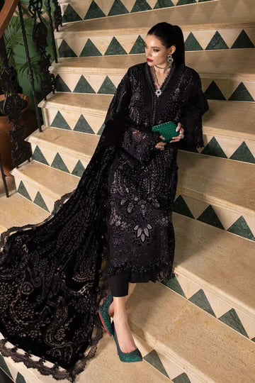 Maria.B Winter Luxe '25 - 3 Piece Embroidered Linen Suit | Wl-1307