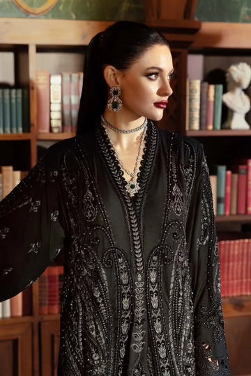 Maria.B Winter Luxe '25 - 3 Piece Embroidered Linen Suit | Wl-1307