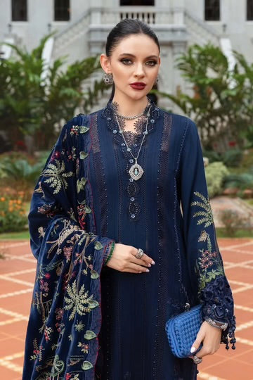 Maria.B Winter Luxe '25 - 3 Piece Embroidered Twill Linen Suit | Wl-1312