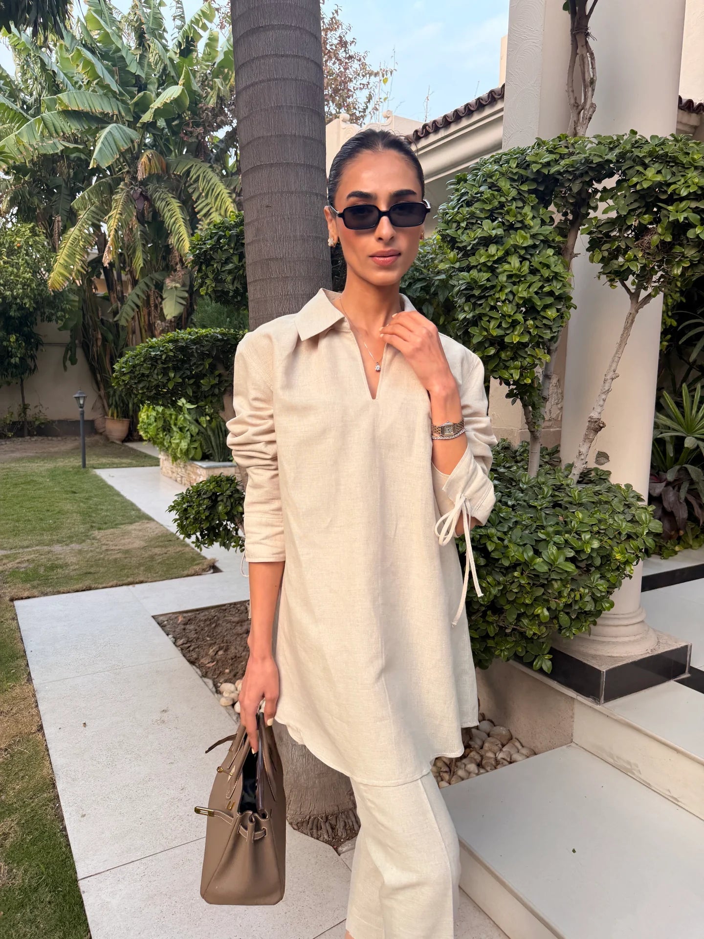 Beige Bow Set | Sak Atelier