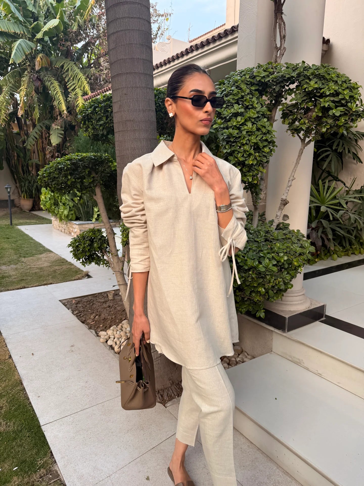 Beige Bow Set | Sak Atelier