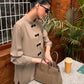 Taupe Mandarin Buttoned Set | New Arrivals | LIRA