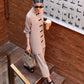 Taupe Mandarin Buttoned Set | New Arrivals | LIRA