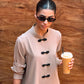 Taupe Mandarin Buttoned Set | New Arrivals | LIRA