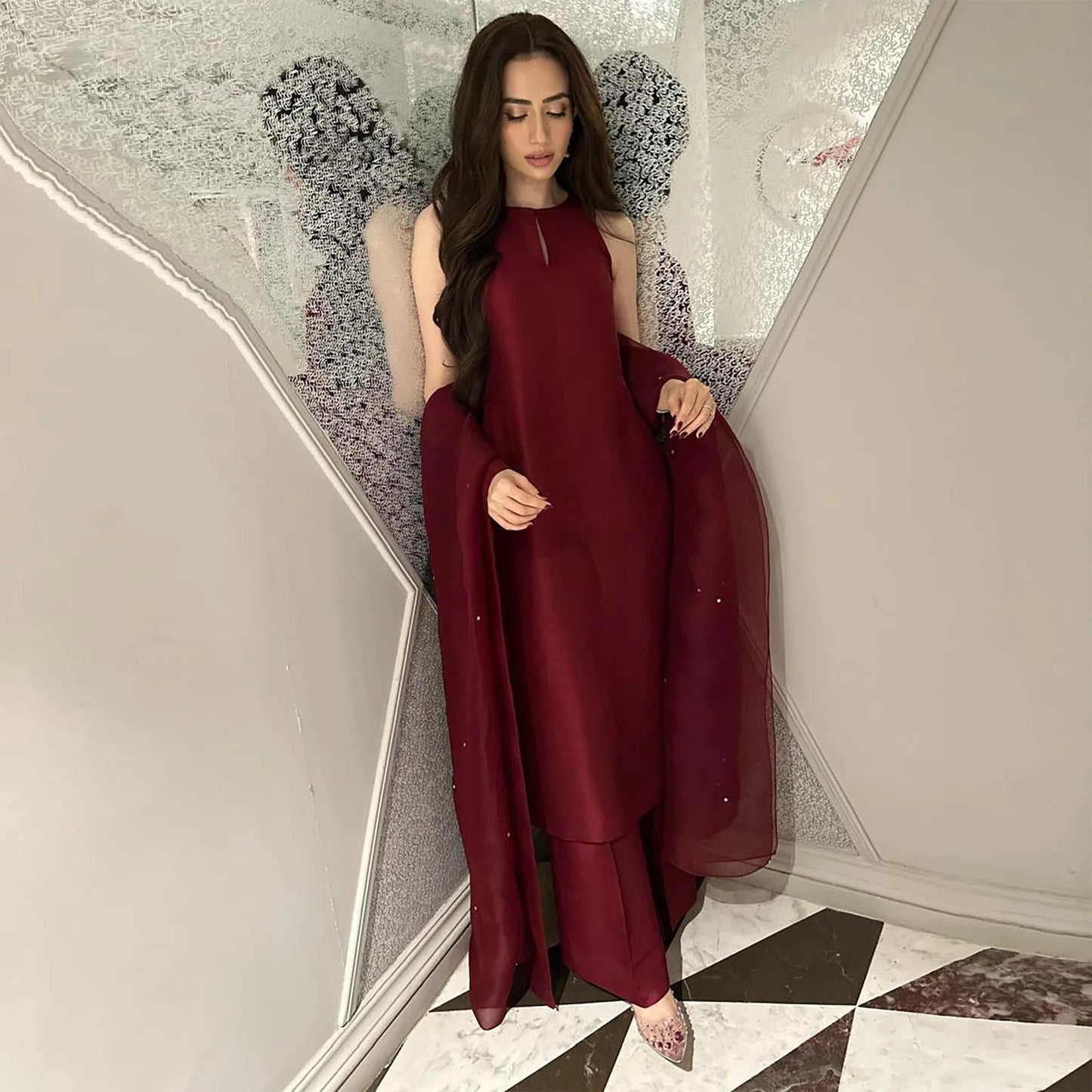 Deep Maroon Simply Iconic | SADAF KANWAL