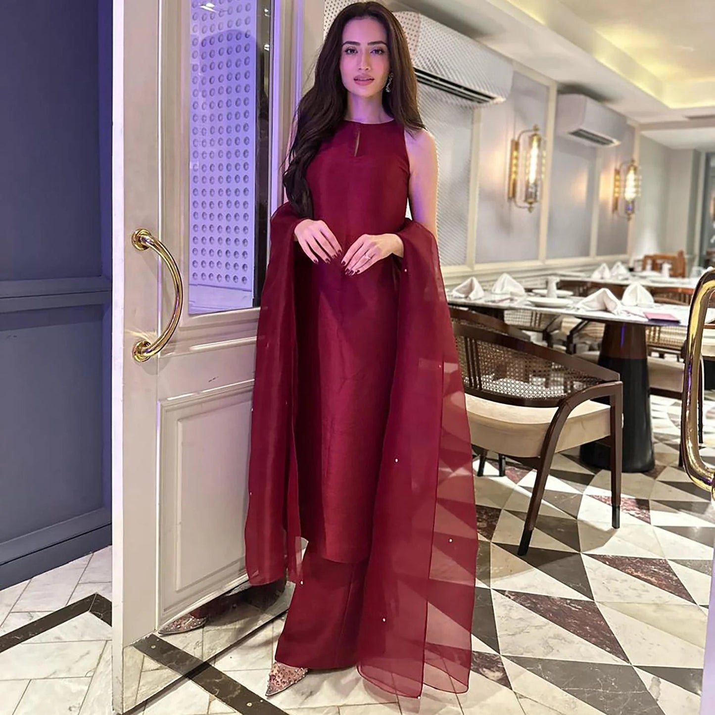 Deep Maroon Simply Iconic | SADAF KANWAL
