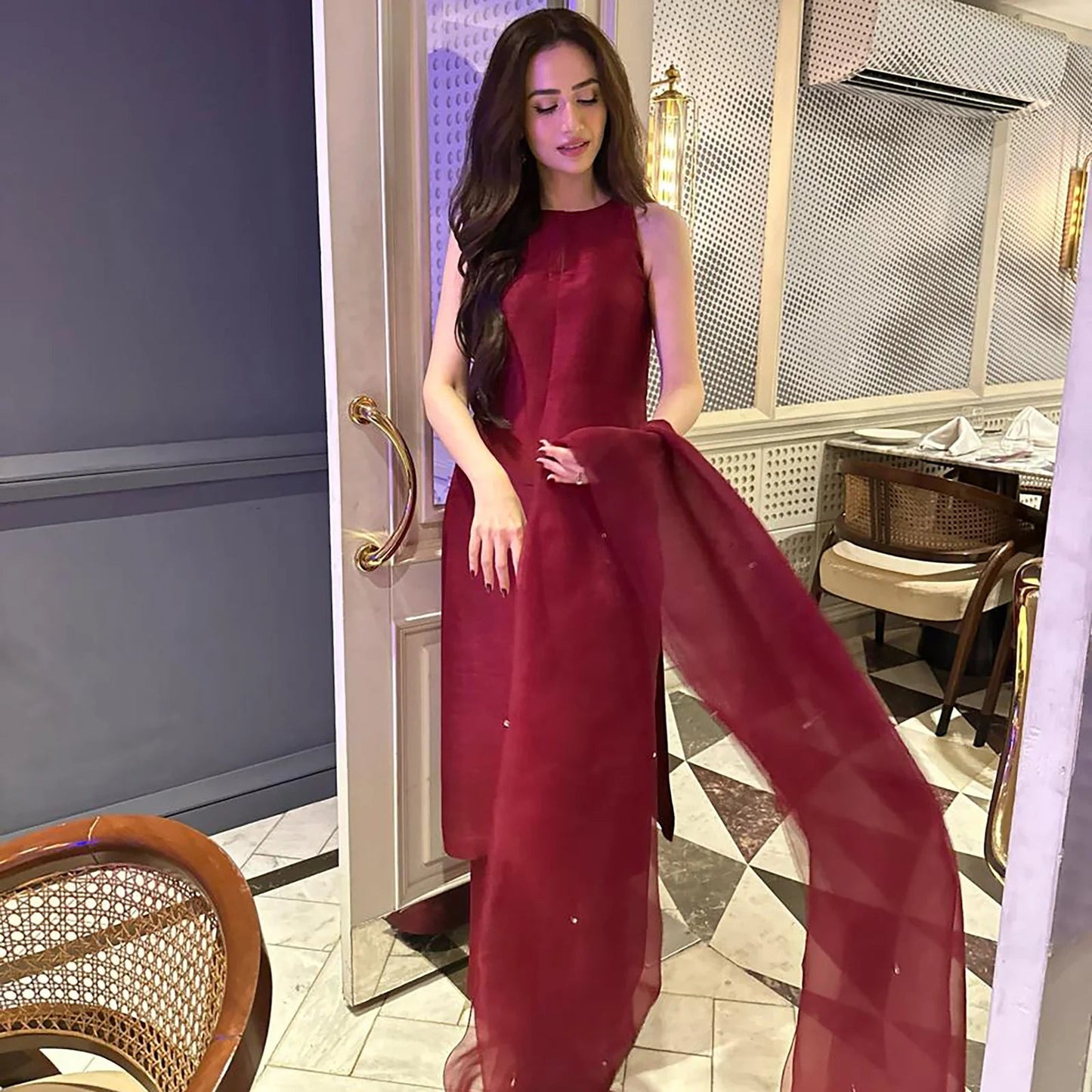 Deep Maroon Simply Iconic | SADAF KANWAL