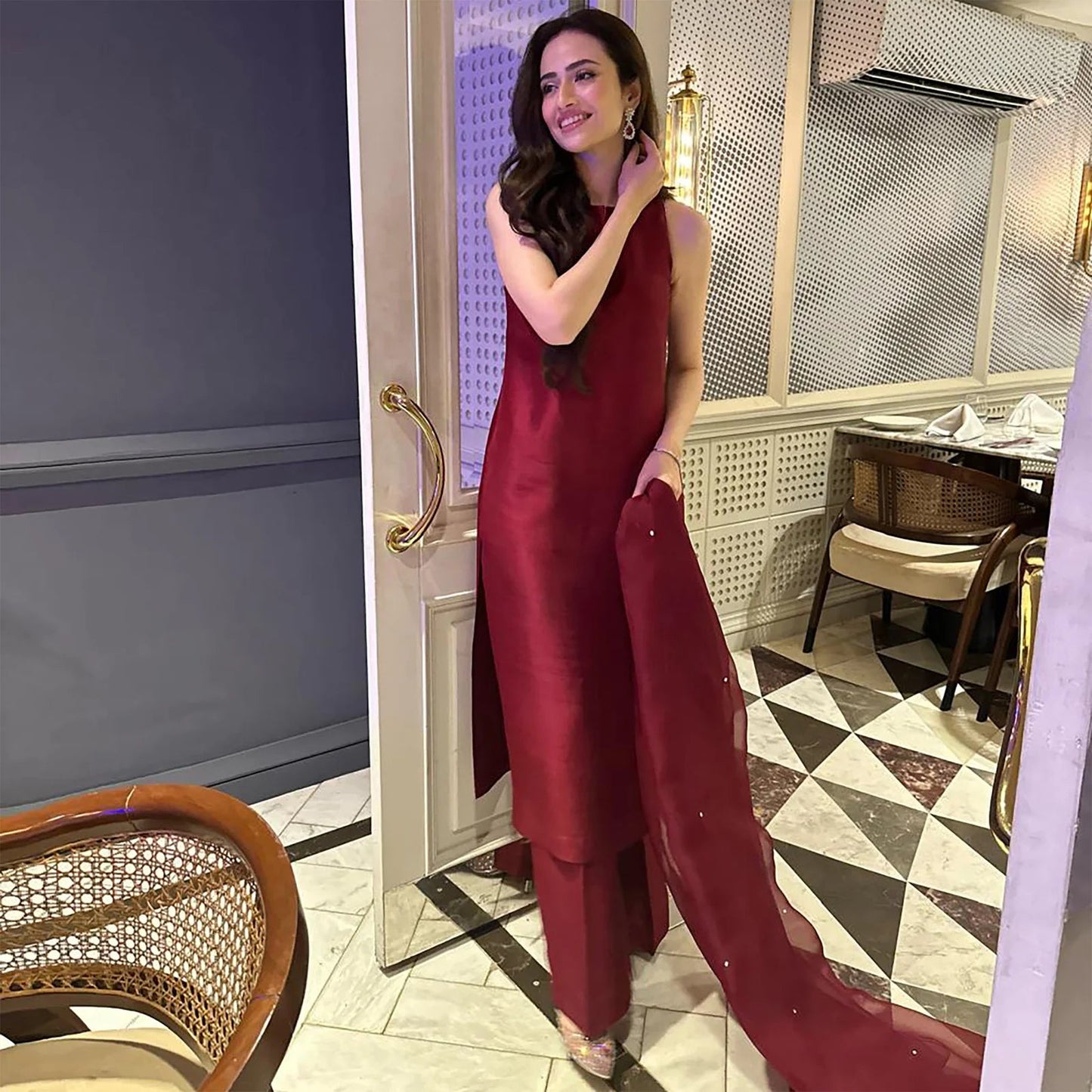 Deep Maroon Simply Iconic | SADAF KANWAL