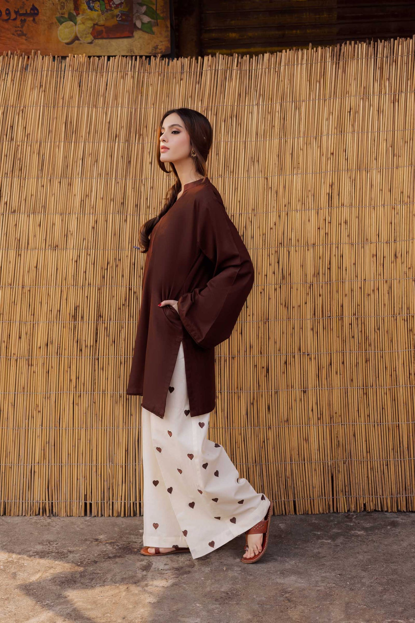 2PC Embroidered Khaddar MSK 05 – Dark Brown | Winter Solids | Silayi Pret