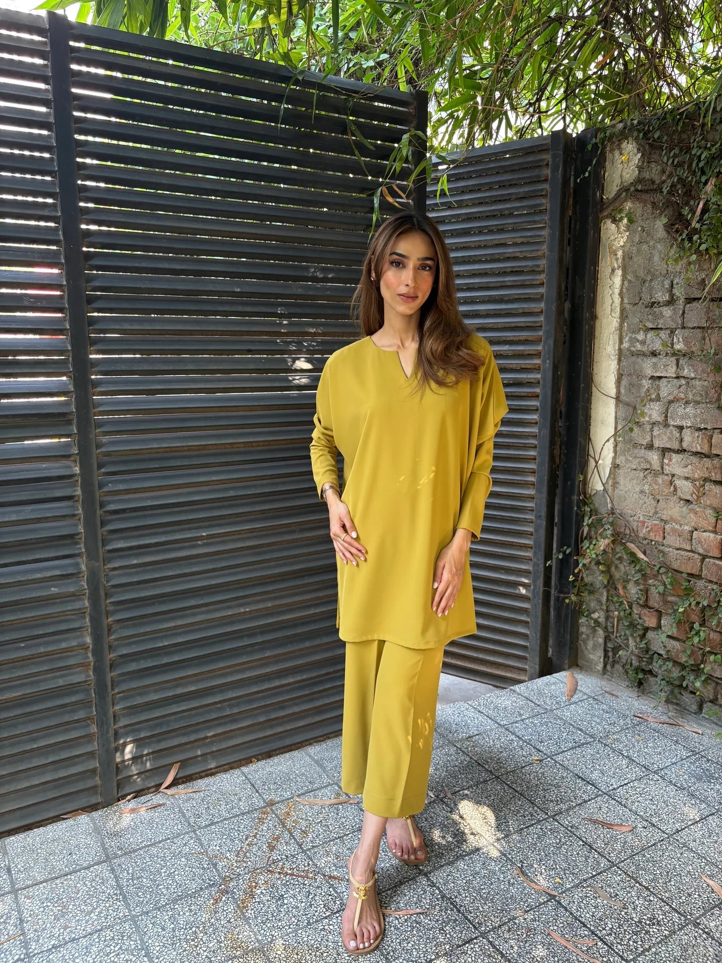 MUTED CHARTREUSE GABBY SET | SAK ATELIER