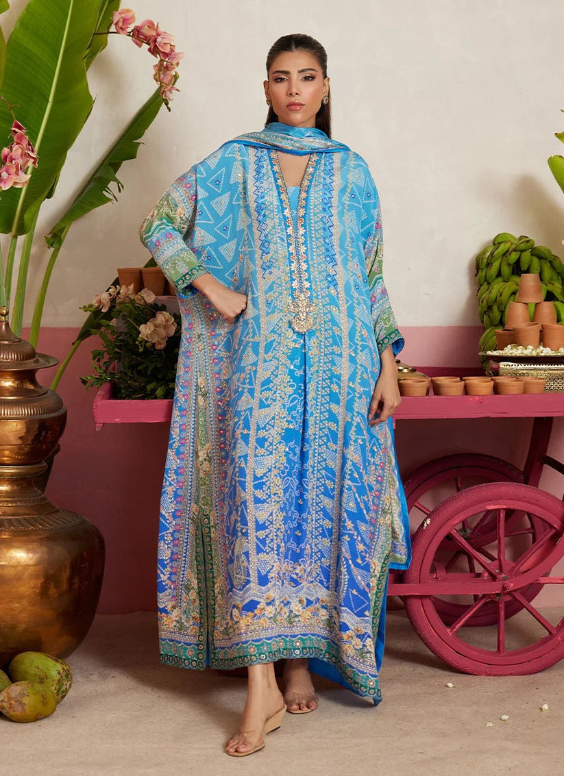 Elaria Sky Blue kaftan | MAYNA FESTIVE PRINTS '26 | FARAH TALIB AZIZ