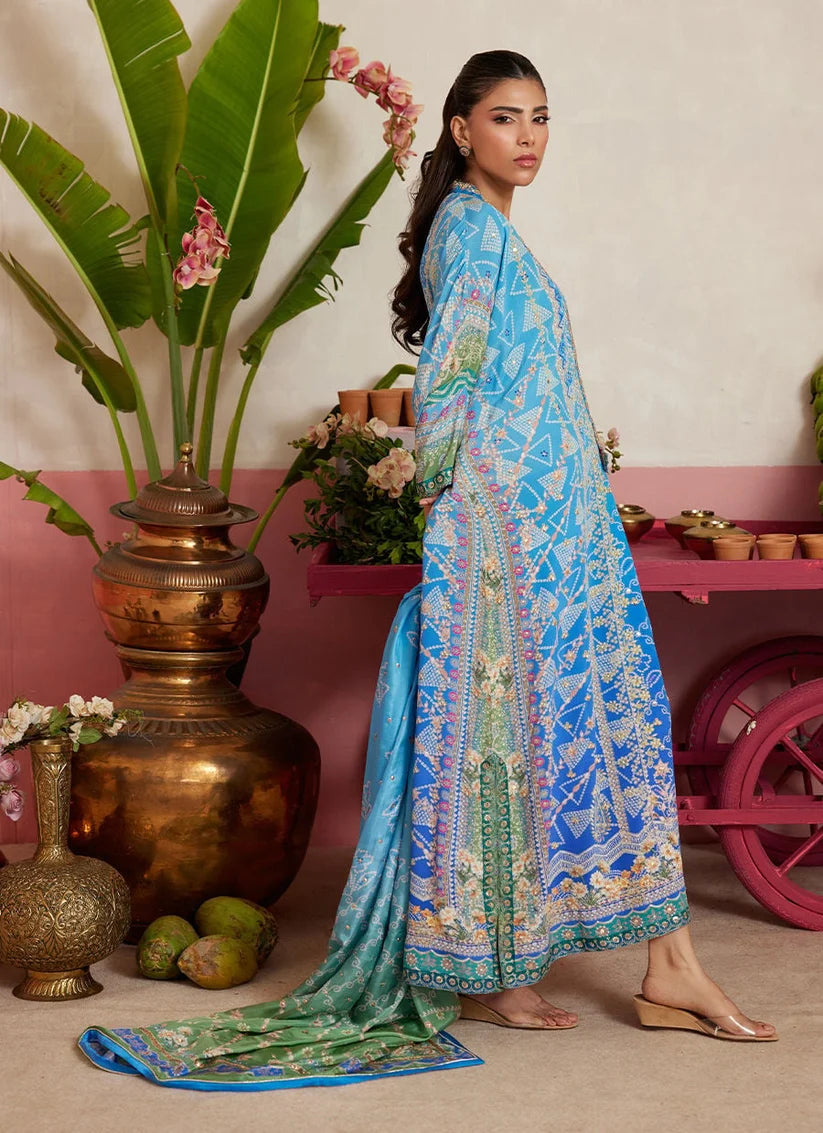 Elaria Sky Blue kaftan | MAYNA FESTIVE PRINTS '26 | FARAH TALIB AZIZ
