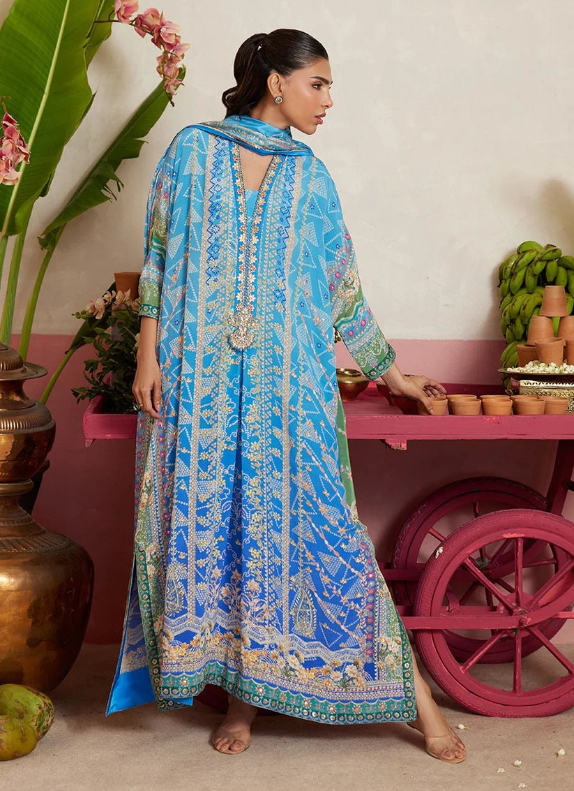 Elaria Sky Blue kaftan | MAYNA FESTIVE PRINTS '26 | FARAH TALIB AZIZ