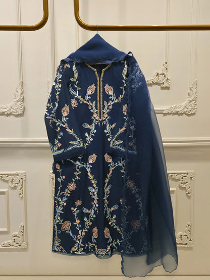 S112783 | Pure Khaddi Silk Embroidered Suit | Aghanoor Bridal