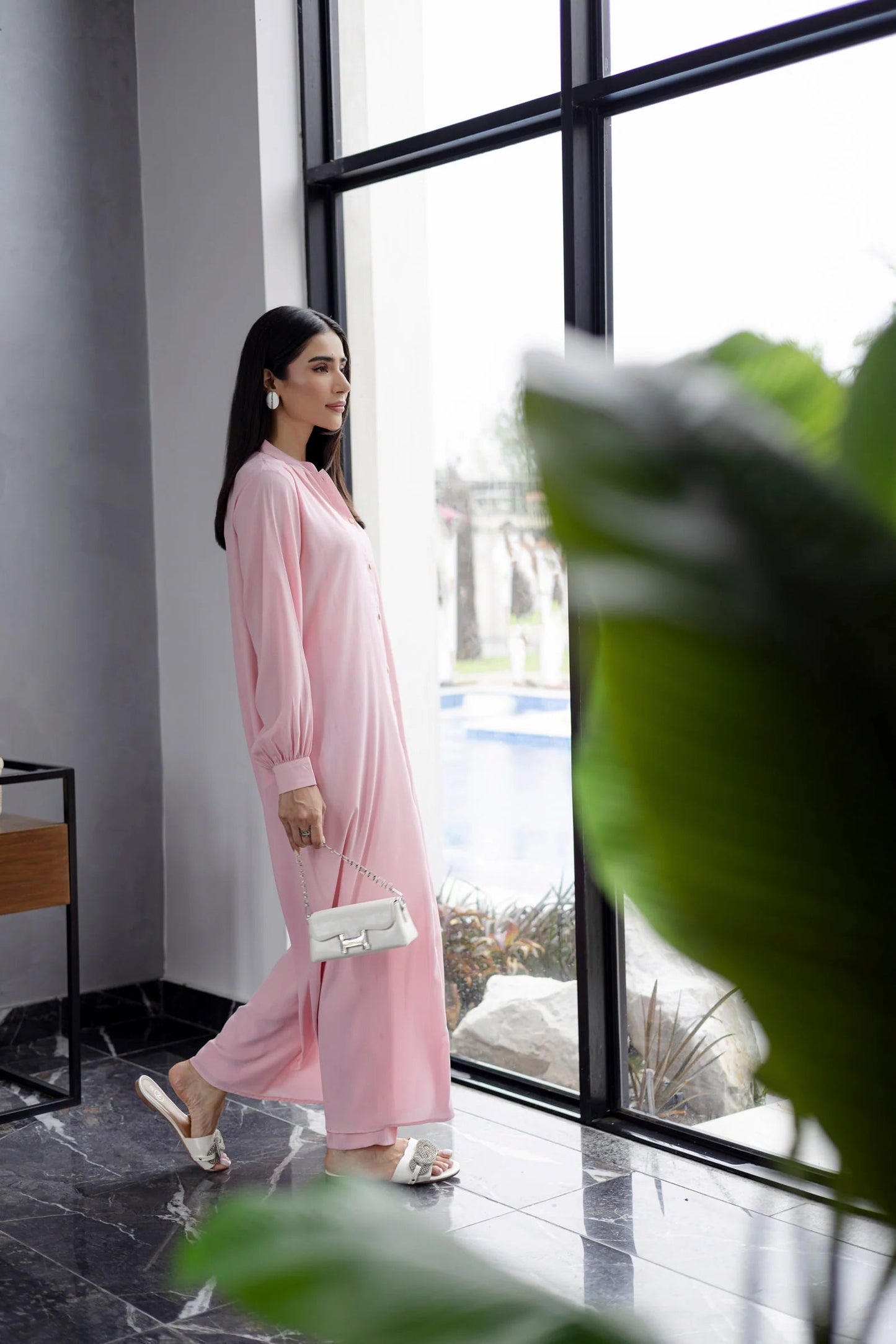 Solid 2PC Dress - SP-05 Powder Pink | Georgette Solids | Silayi Pret