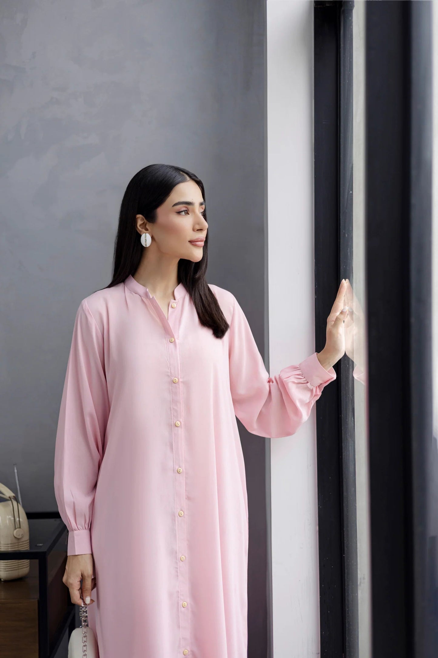Solid 2PC Dress - SP-05 Powder Pink | Georgette Solids | Silayi Pret