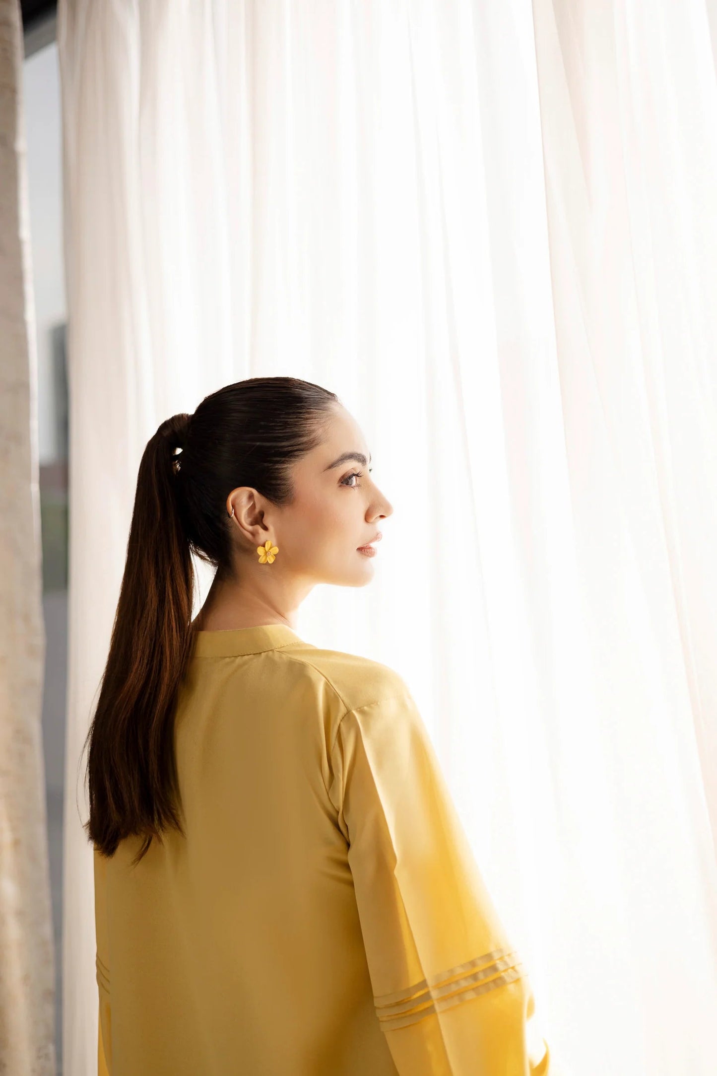 Embroidered Solid 2PC Dress - SP-04 Butter Yellow | Georgette Solids | Silayi Pret Regular