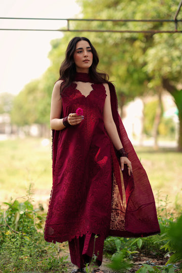 Zaib Summer Lawn Vol 2 '26 - Scarlet Luxury Embroidered Lawn SET (NEL-26616) EID UL Adha 2026