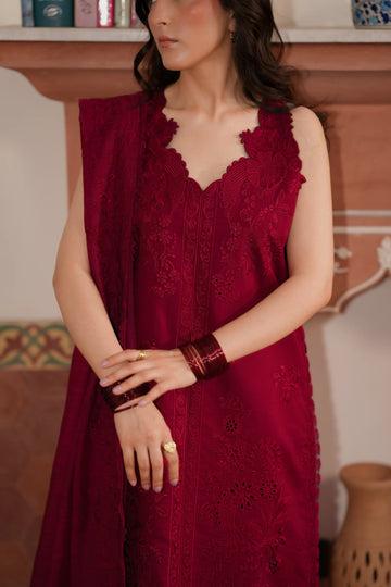 Zaib Summer Lawn Vol 2 '26 - Scarlet Luxury Embroidered Lawn SET (NEL-26616) EID UL Adha 2026