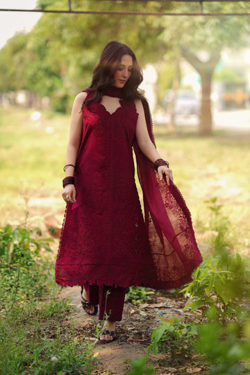 Zaib Summer Lawn Vol 2 '26 - Scarlet Luxury Embroidered Lawn SET (NEL-26616) EID UL Adha 2026