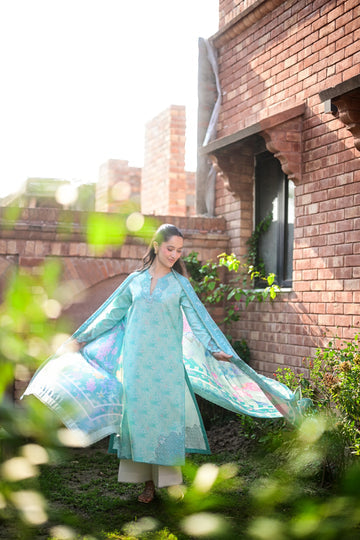 Zaib Summer Lawn Vol 2 '26 - Aqua Garden Luxury Printed Embroidered Lawn SET (NEL-26621) EID UL Adha 2026