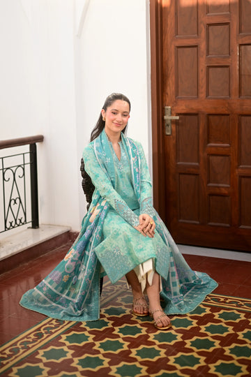Zaib Summer Lawn Vol 2 '26 - Aqua Garden Luxury Printed Embroidered Lawn SET (NEL-26621) EID UL Adha 2026