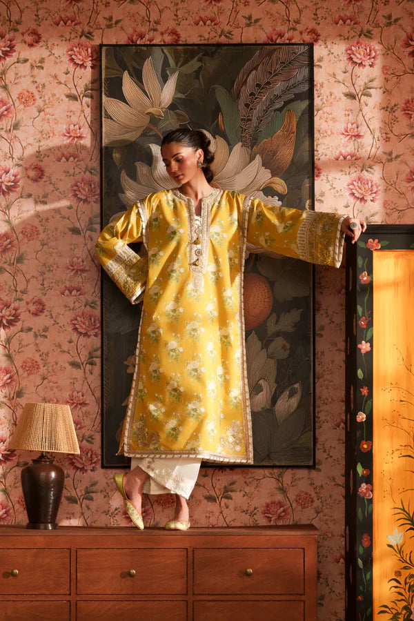 Ethnc Rozana Summer '26 - Embroidered Suit - Yellow | E4494/103/104