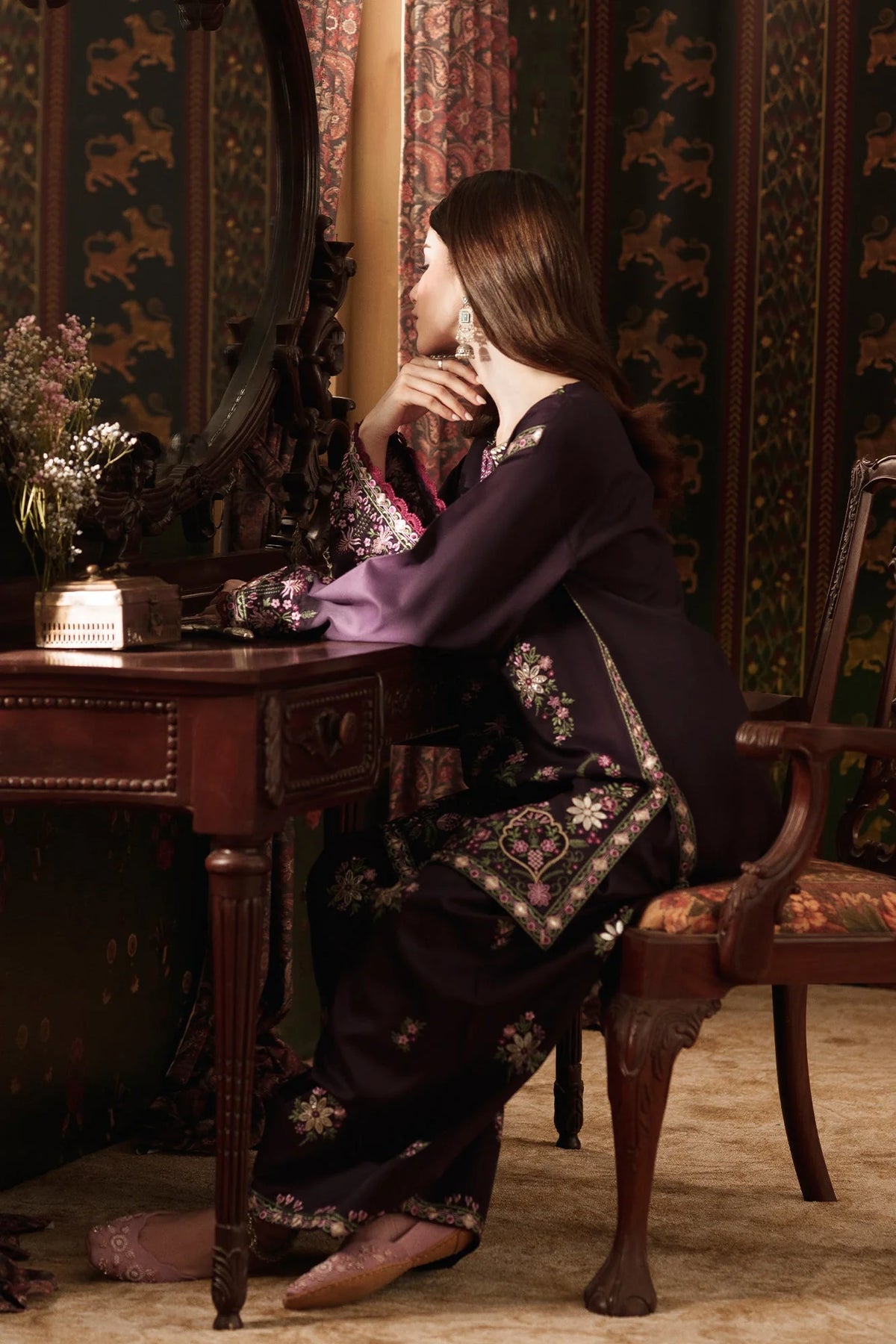 EMBROIDERED SUIT (E4775-103-503) Ethnc - Rozana Winter Drop III