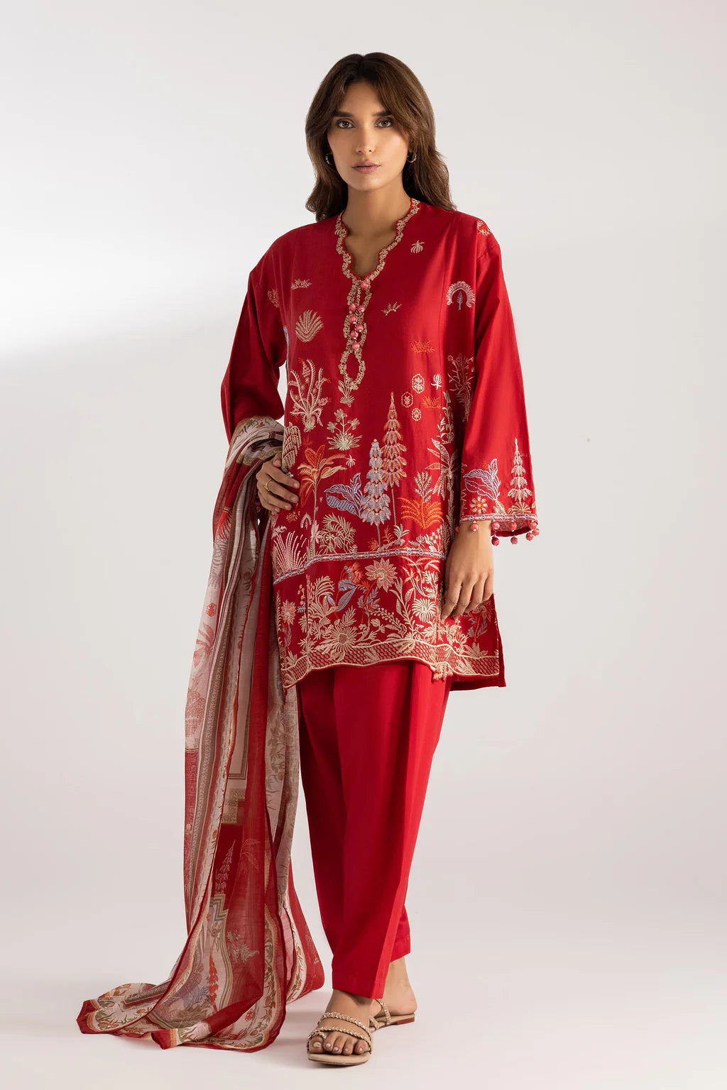 Stitched Embroidered Muzlin Lawn Suit | Sana Safinaz
