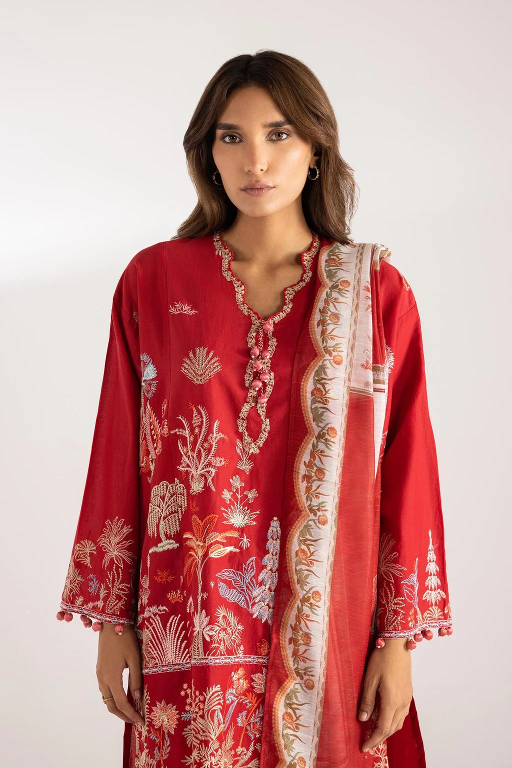 Stitched Embroidered Muzlin Lawn Suit | Sana Safinaz