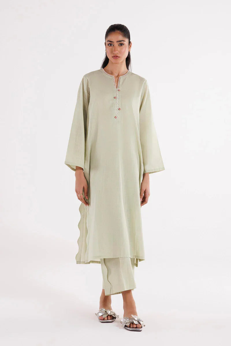 SS26BSD007P2T | Spring Summer '26 - Stitched Dyed Lawn Shirt + Culotte | SANA SAFINAZ
