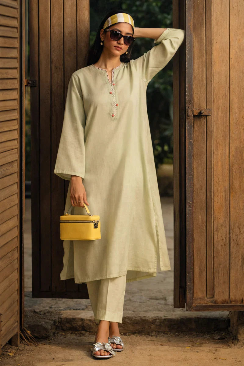 SS26BSD007P2T | Spring Summer '26 - Stitched Dyed Lawn Shirt + Culotte | SANA SAFINAZ