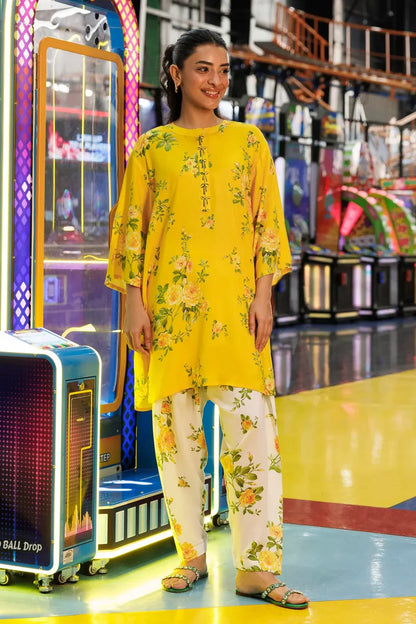 SS26BSP110P2T | Spring Summer '26 - Stitched Printed Linen Shirt + Shalwar | SANA SAFINAZ